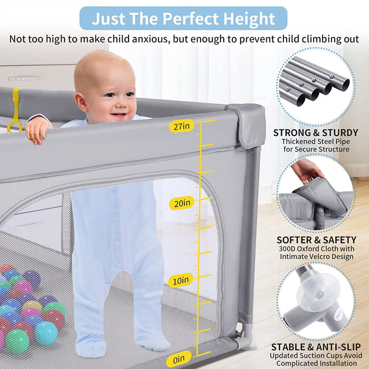 Baby climbing out of cheap playpen